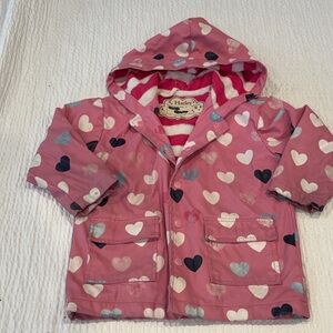 Hatley Pink Heart-Print Hooded Rain Jacket